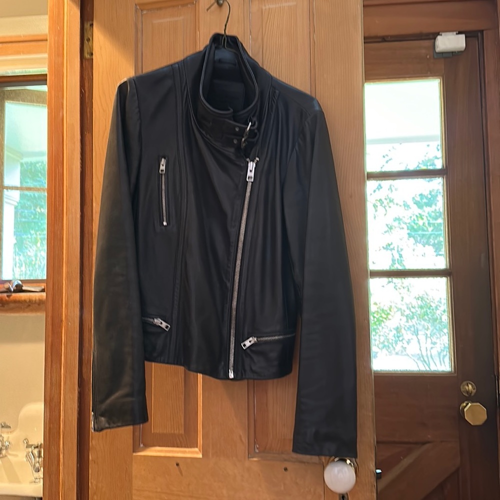 All Saints Dalby black leather jacket - Sz 8